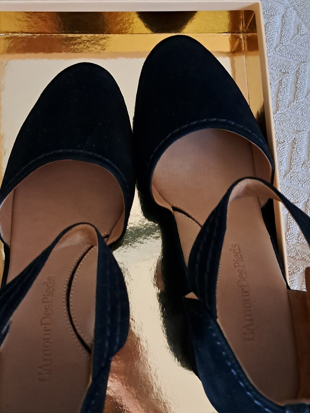 L'AMOUR DES PIEDS Black Suede Orva Ankle Strap
